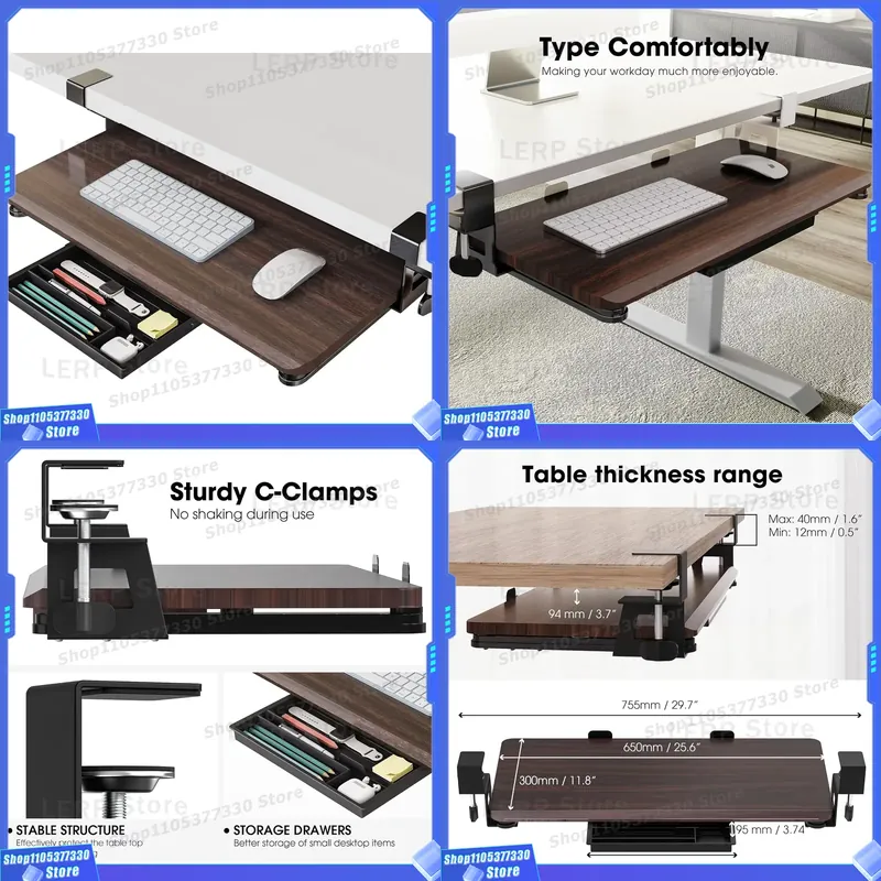 Keyboard Drawer Under - Bandeja deslizante tipo C con clip
