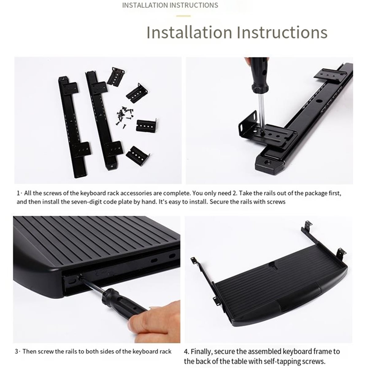 Keyboard Drawer Under - Riel deslizante de alta resistencia para