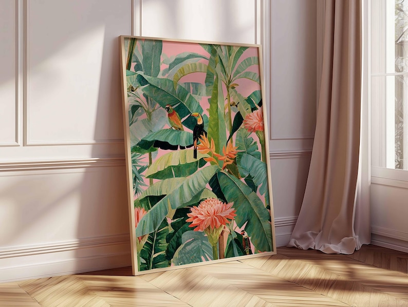 Póster de lienzo tropical retr - Office Furniture For Home reseña y precio