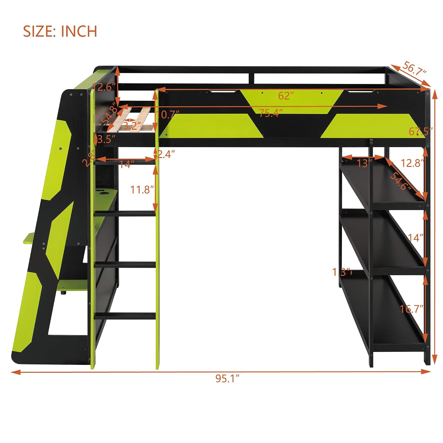 Cama alta de tamaño completo p - Gaming Desk With Hutch reseña y precio