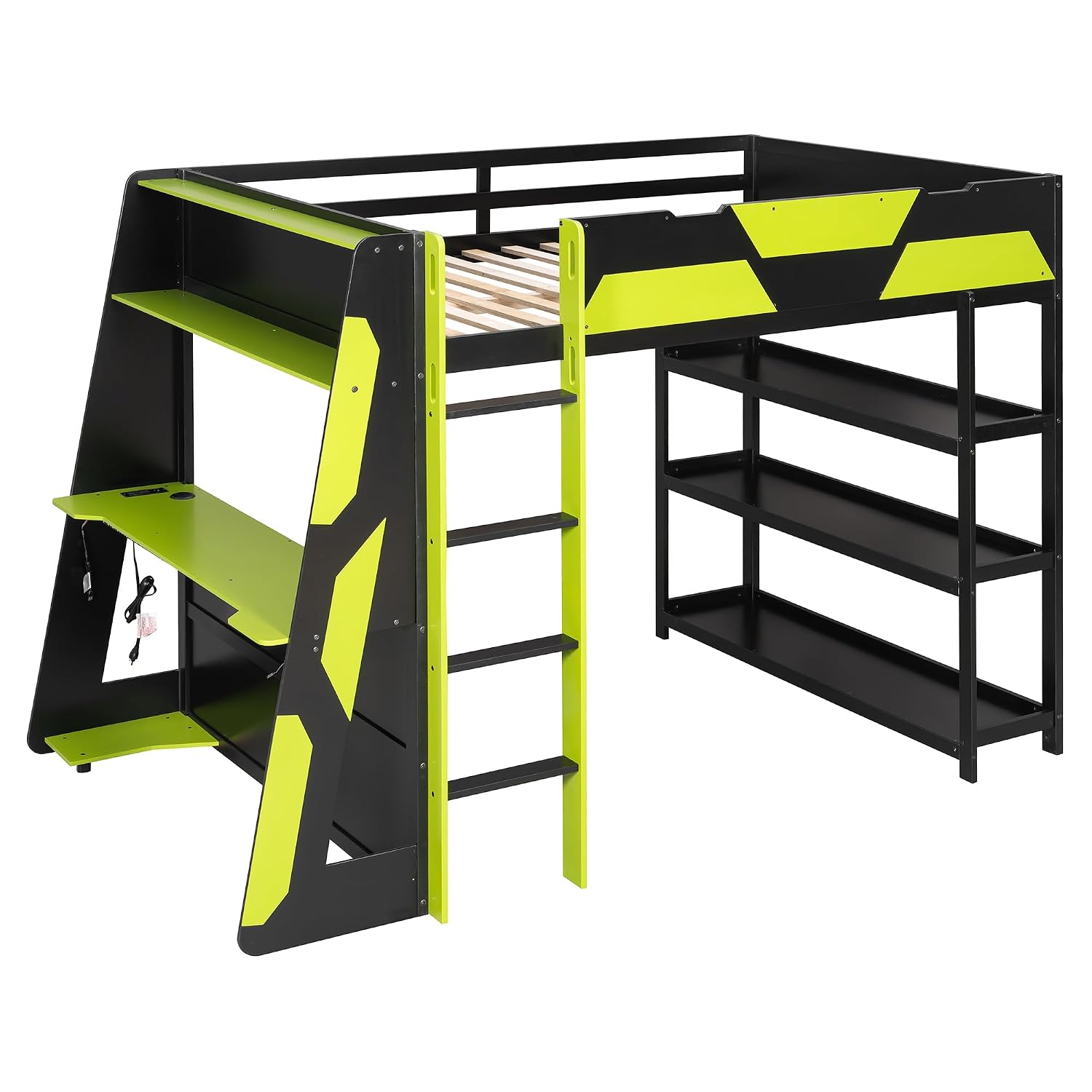 Cama alta de tamaño completo p - Gaming Desk With Hutch reseña y precio